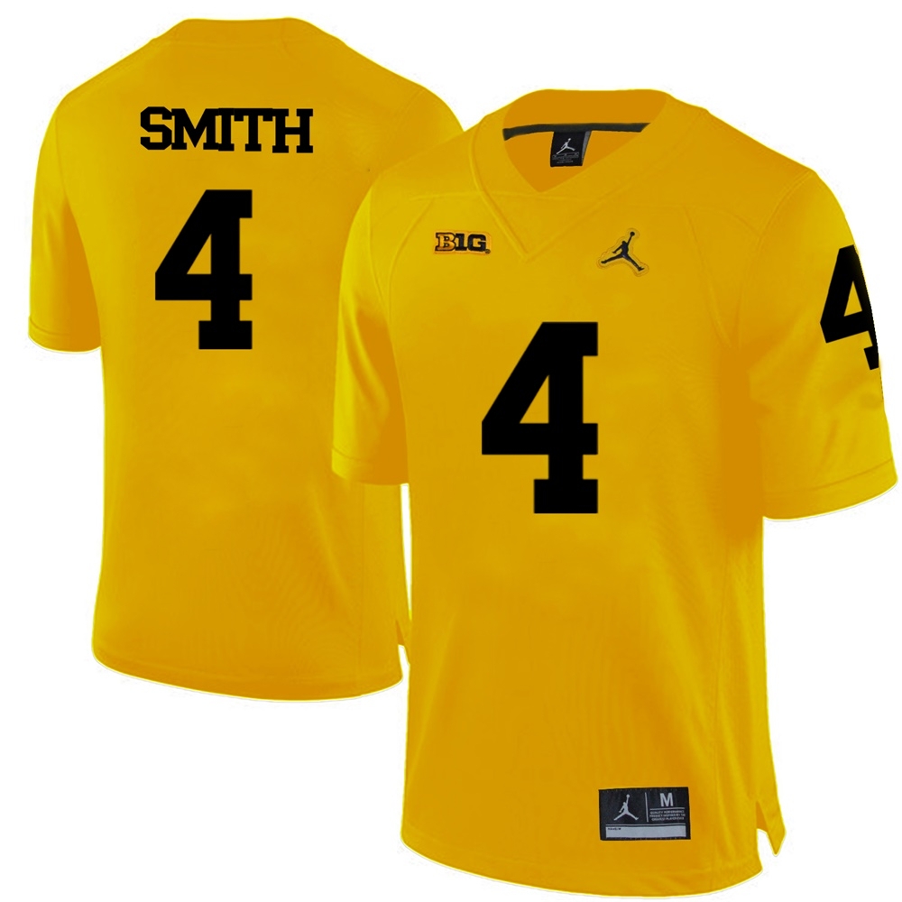 Michigan Wolverines Men's NCAA De'Veon Smith #4 Yellow College Football Jersey BDA5749ZI